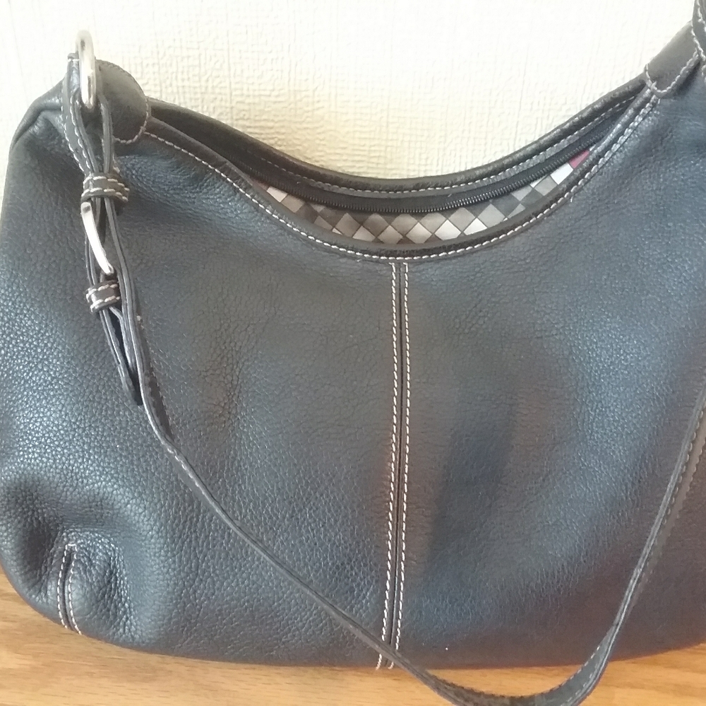 SAK medium brown leather hobo